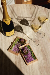 Ryan Ratino Recipe with Krug Champagne and two glasses at Atlas